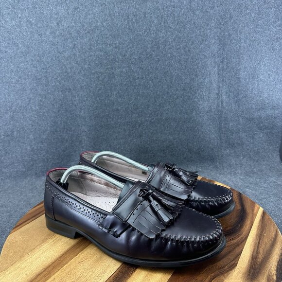 GH Bass & Co Grammer Loafers Dress Shoes Mens Size 12W Wide Burgundy Leather - Picture 2 of 10